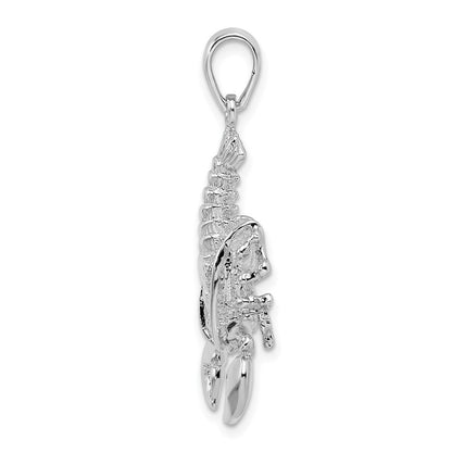 Sterling Silver De-Ani Rhodium-Plated Polished Moveable Lobster Pendant