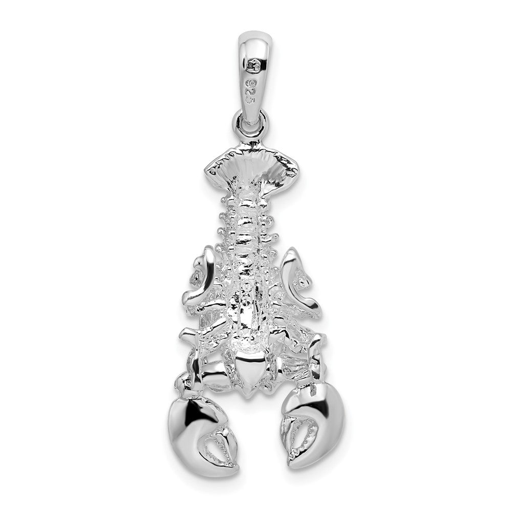 Sterling Silver De-Ani Rhodium-Plated Polished Moveable Lobster Pendant