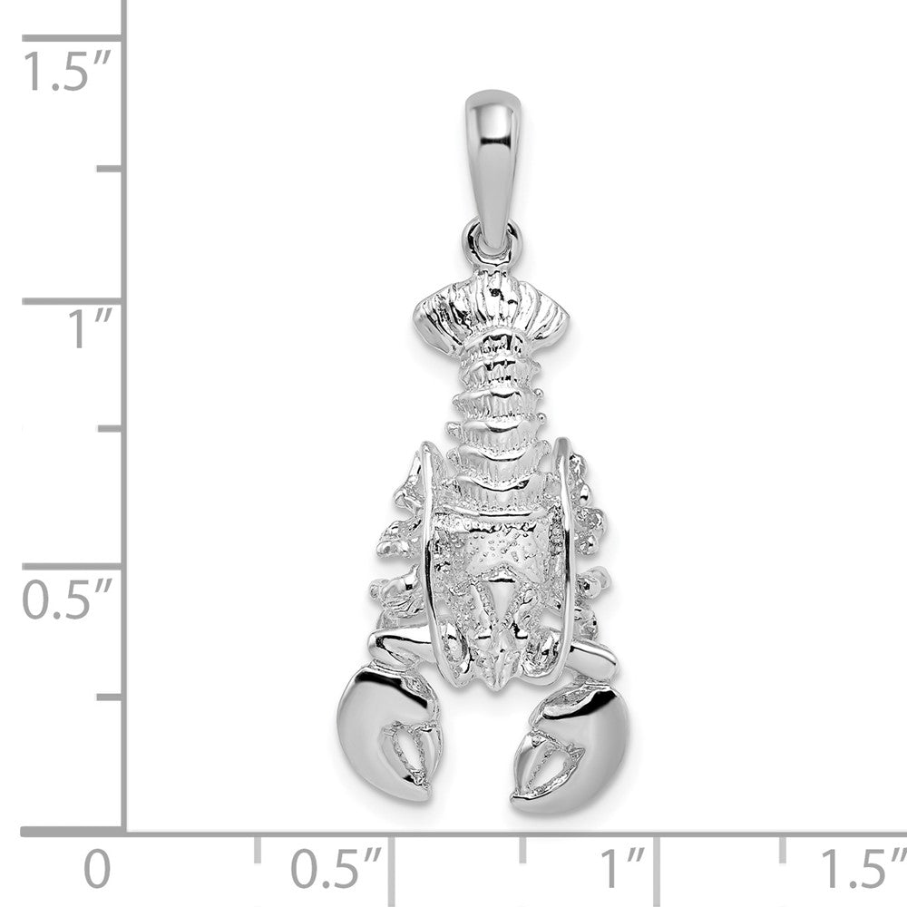 Sterling Silver De-Ani Rhodium-Plated Polished Moveable Lobster Pendant