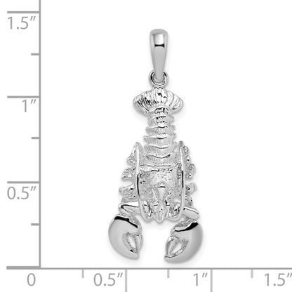 Sterling Silver De-Ani Rhodium-Plated Polished Moveable Lobster Pendant