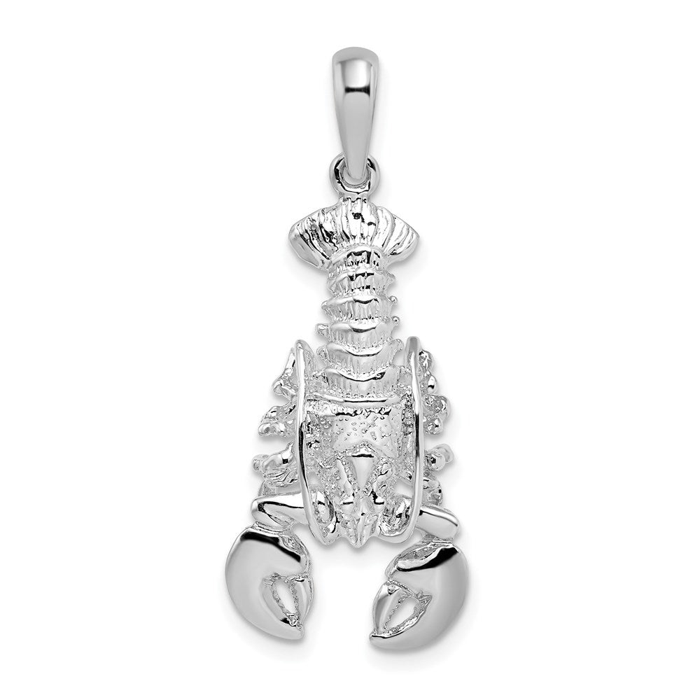 Sterling Silver De-Ani Rhodium-Plated Polished Moveable Lobster Pendant