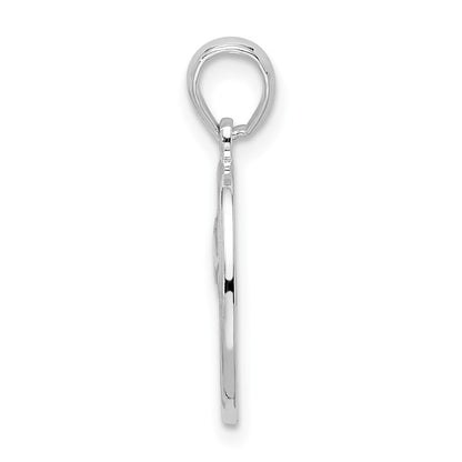Sterling Silver De-Ani Rhodium-Plated Polished And Textured Fleur De Lis Oval Pendant