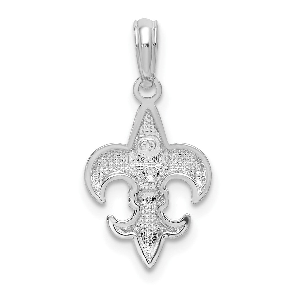 Sterling Silver De-Ani Rhodium-Plated Polished Fleur De Lis Pendant