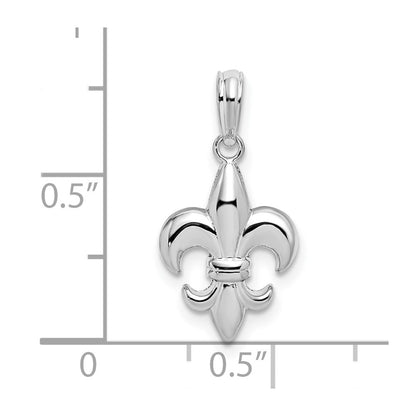 Sterling Silver De-Ani Rhodium-Plated Polished Fleur De Lis Pendant