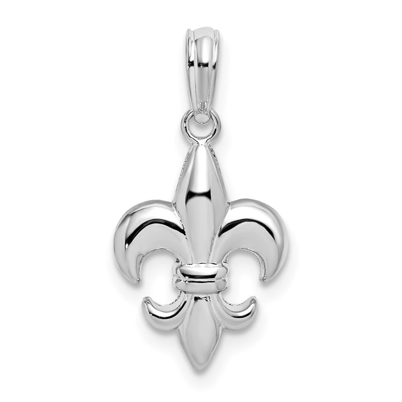 Sterling Silver De-Ani Rhodium-Plated Polished Fleur De Lis Pendant