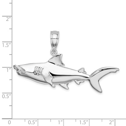 Sterling Silver De-Ani Rhodium-Plated Polished 3D Hammer Head Shark Pendant