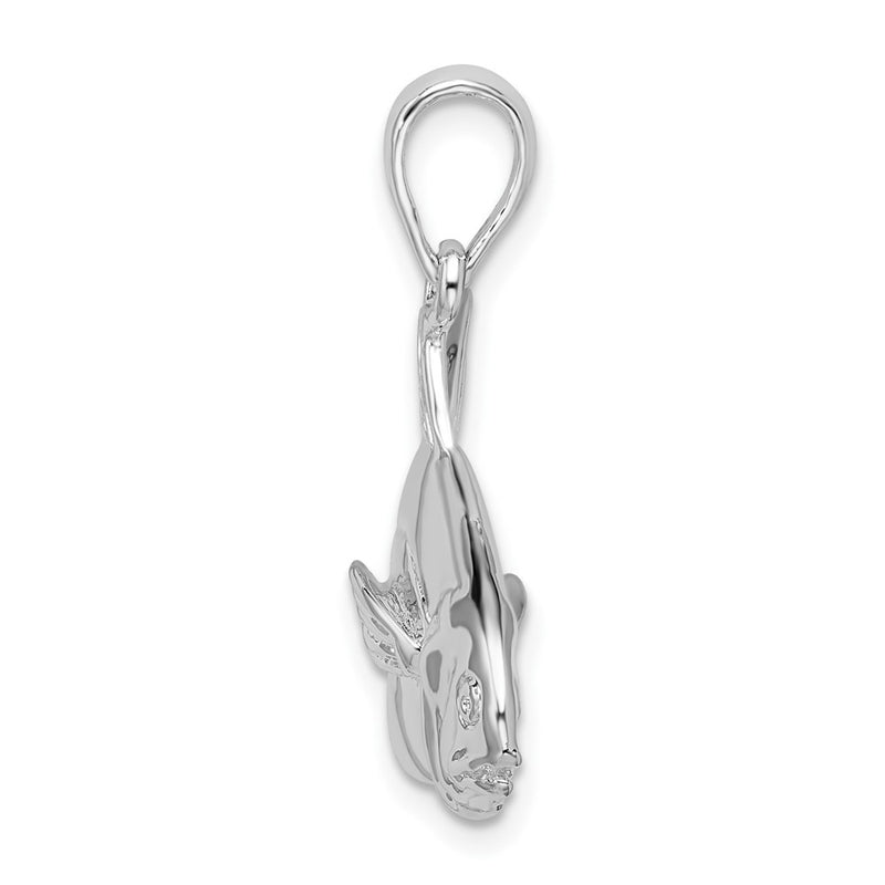 Sterling Silver De-Ani Rhodium-Plated Polished 3D Pompano Fish Pendant