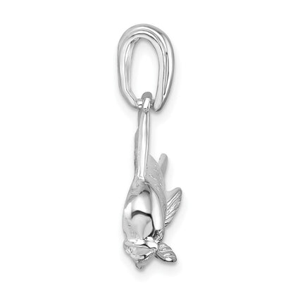 Sterling Silver De-Ani Rhodium-Plated Polished Mahi-Mahi Fish Pendant
