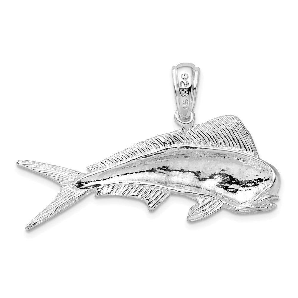 Sterling Silver De-Ani Rhodium-Plated Polished Mahi-Mahi Fish Pendant