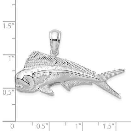 Sterling Silver De-Ani Rhodium-Plated Polished Mahi-Mahi Fish Pendant