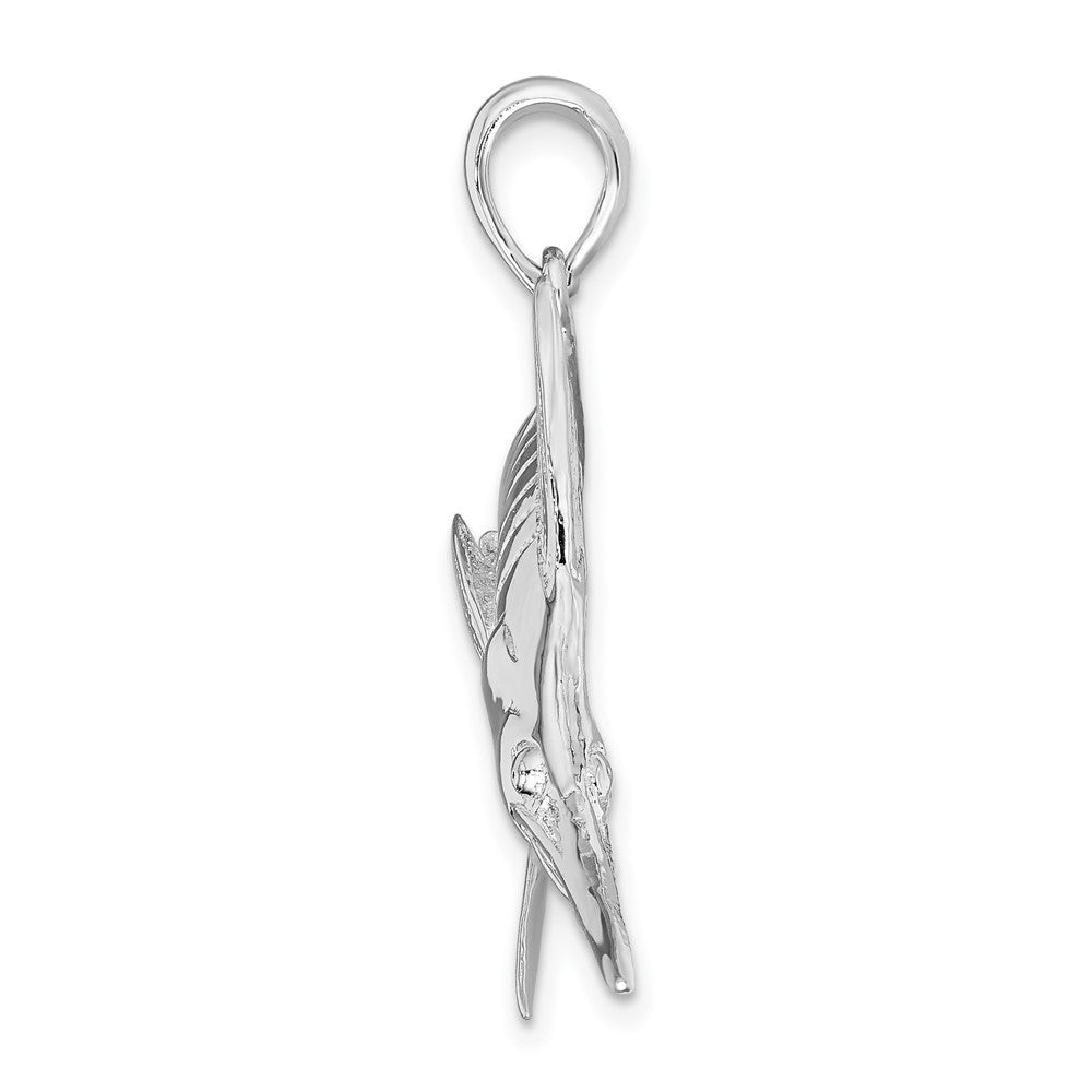 Sterling Silver De-Ani Rhodium-Plated Polished And Satin Blue Marlin Pendant