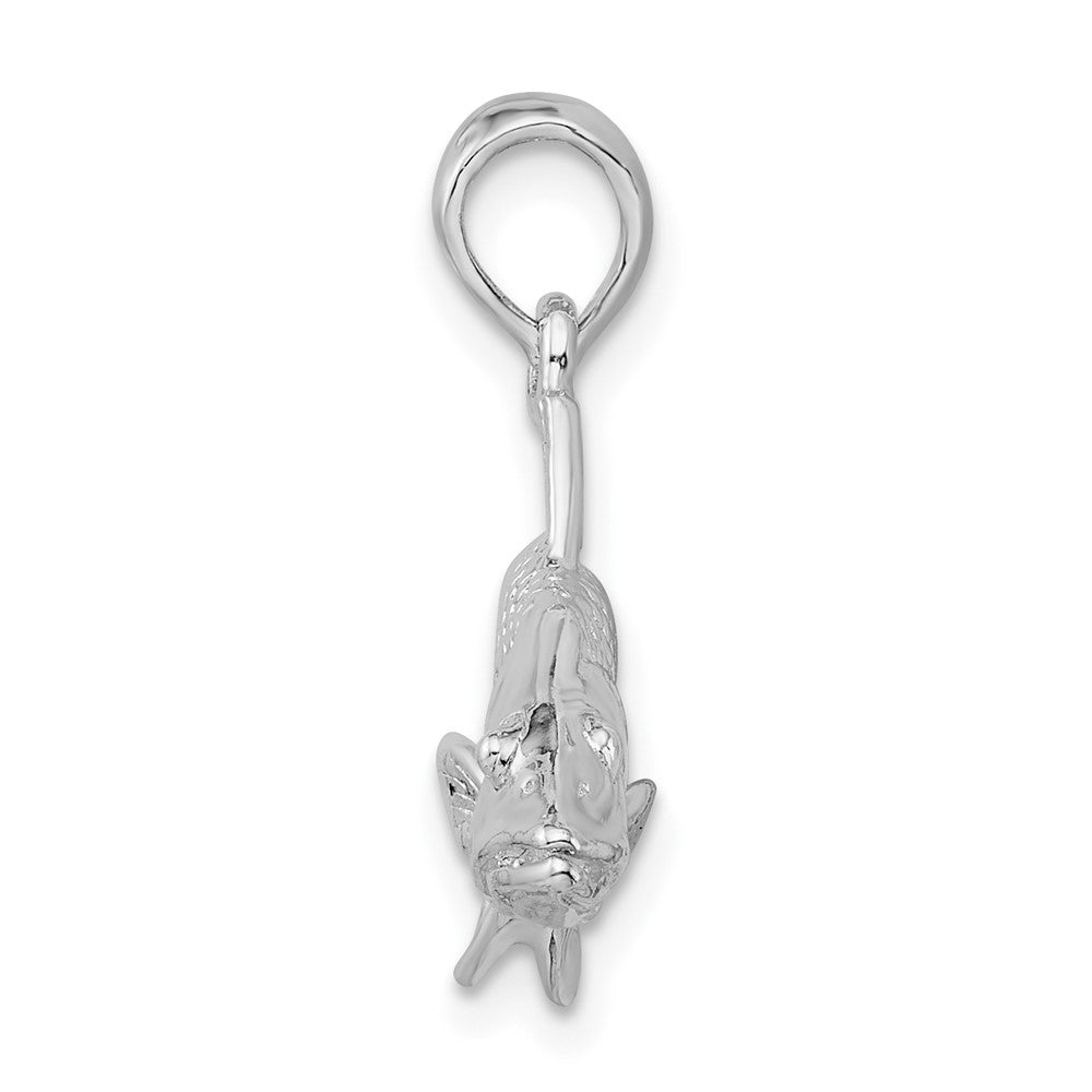 Sterling Silver De-Ani Rhodium-Plated Polished 3D Snook Fish Pendant
