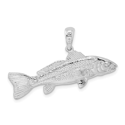 Sterling Silver De-Ani Rhodium-Plated Polished 3D Red Fish Pendant