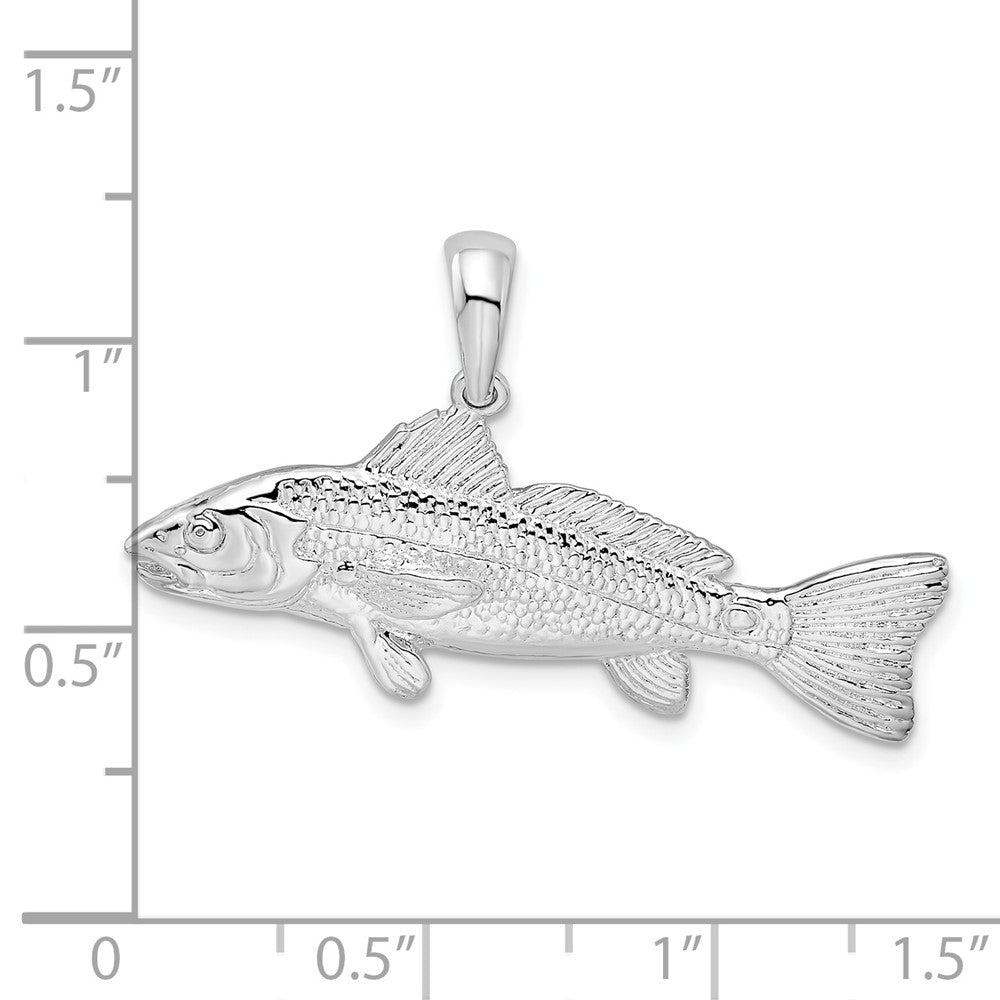 Sterling Silver De-Ani Rhodium-Plated Polished 3D Red Fish Pendant