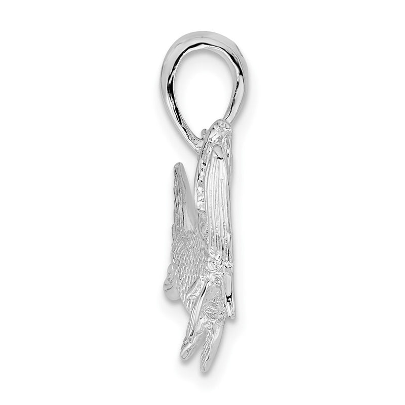 Sterling Silver De-Ani Rhodium-Plated Polished Tarpon Fish Pendant