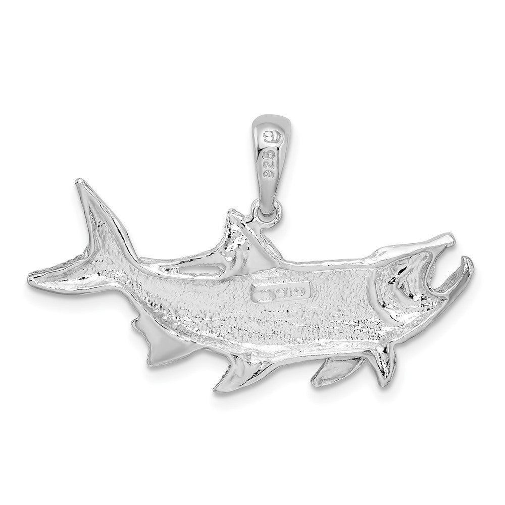 Sterling Silver De-Ani Rhodium-Plated Polished Tarpon Fish Pendant