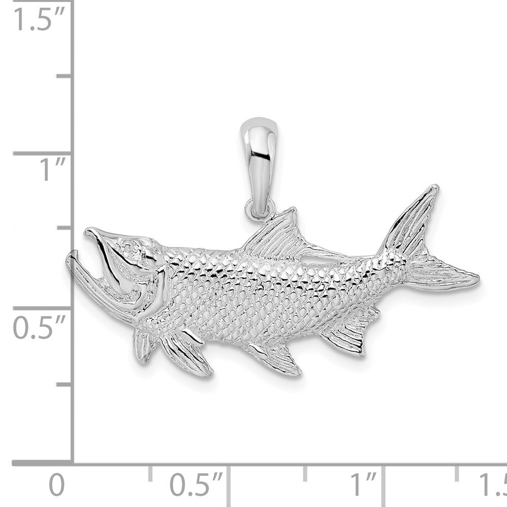 Sterling Silver De-Ani Rhodium-Plated Polished Tarpon Fish Pendant