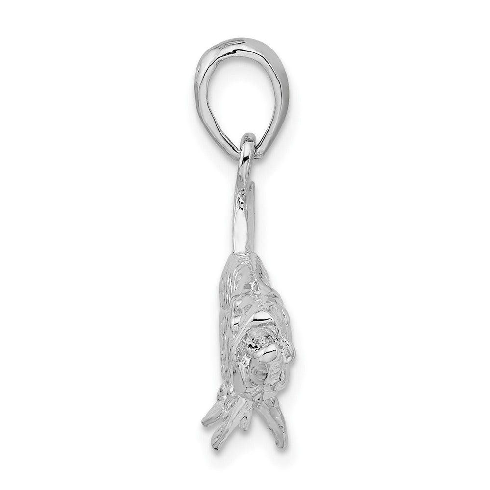 Sterling Silver De-Ani Rhodium-Plated Polished 3D Oxeye Tarpon Fish Pendant