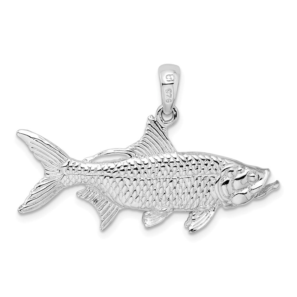 Sterling Silver De-Ani Rhodium-Plated Polished 3D Oxeye Tarpon Fish Pendant