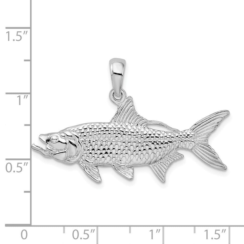 Sterling Silver De-Ani Rhodium-Plated Polished 3D Oxeye Tarpon Fish Pendant