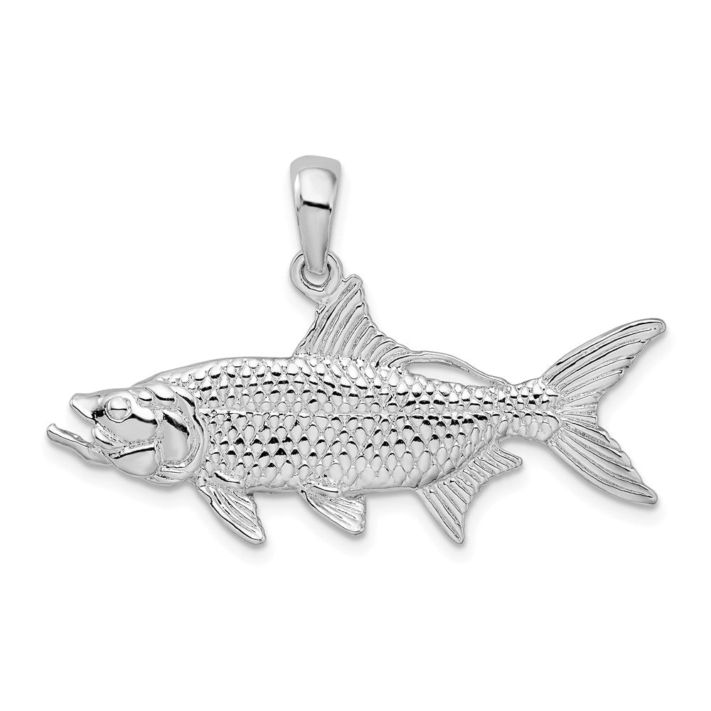 Sterling Silver De-Ani Rhodium-Plated Polished 3D Oxeye Tarpon Fish Pendant