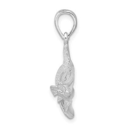 Sterling Silver De-Ani Rhodium-Plated Polished Red Fish Pendant