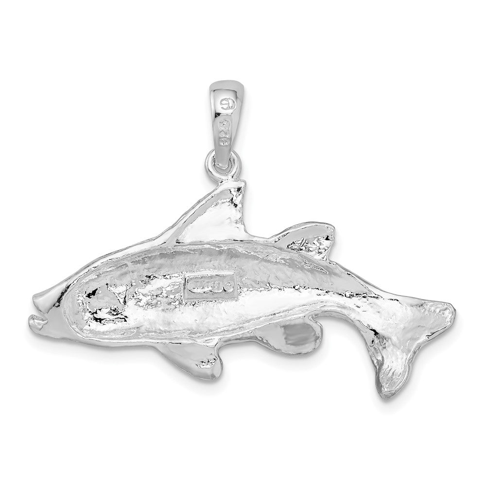 Sterling Silver De-Ani Rhodium-Plated Polished Red Fish Pendant