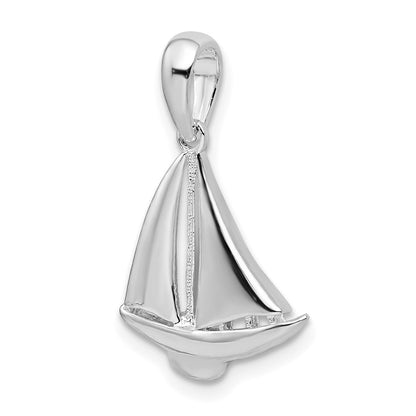 Sterling Silver De-Ani Rhodium-Plated Polished Sailboat Pendant