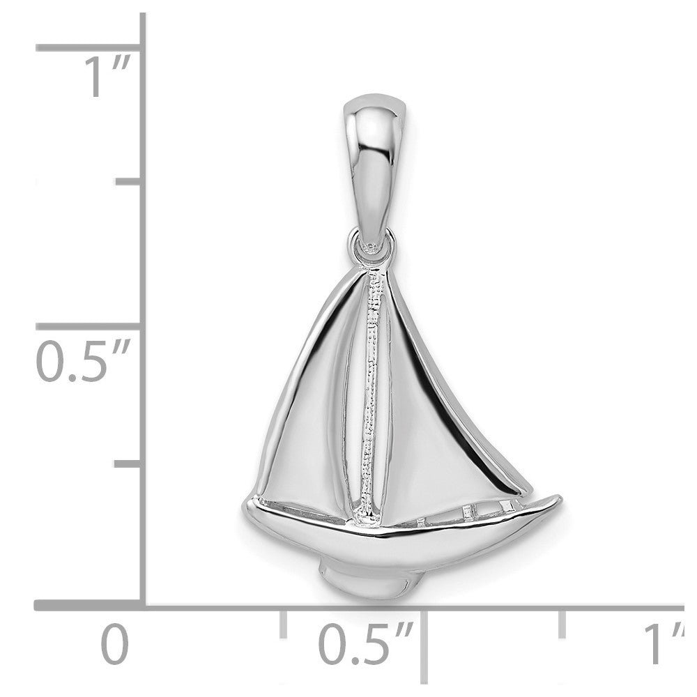 Sterling Silver De-Ani Rhodium-Plated Polished Sailboat Pendant