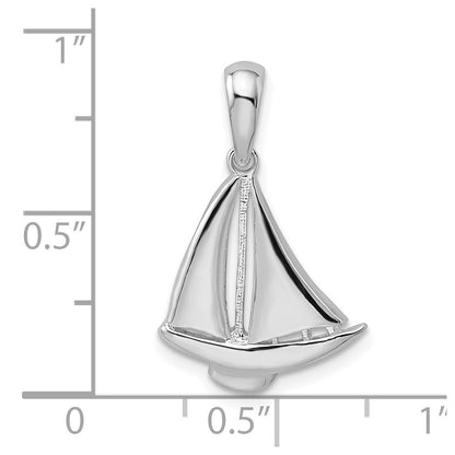 Sterling Silver De-Ani Rhodium-Plated Polished Sailboat Pendant