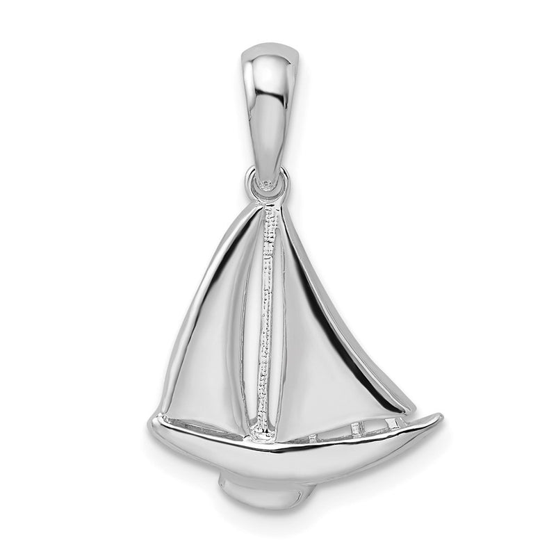 Sterling Silver De-Ani Rhodium-Plated Polished Sailboat Pendant