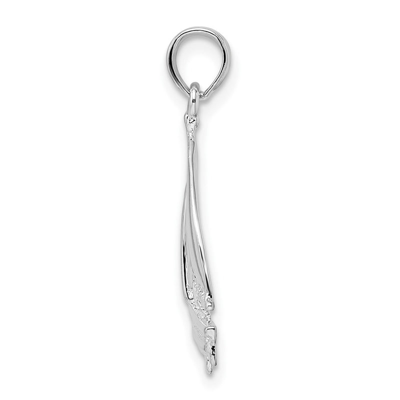 Sterling Silver De-Ani Rhodium-Plated Polished Sailboat Pendant