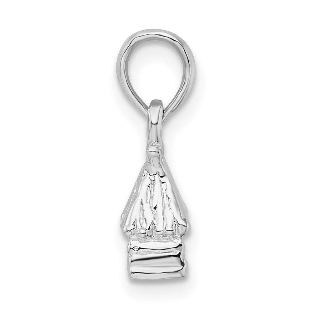 Sterling Silver Polished 3D Island Hut Pendant