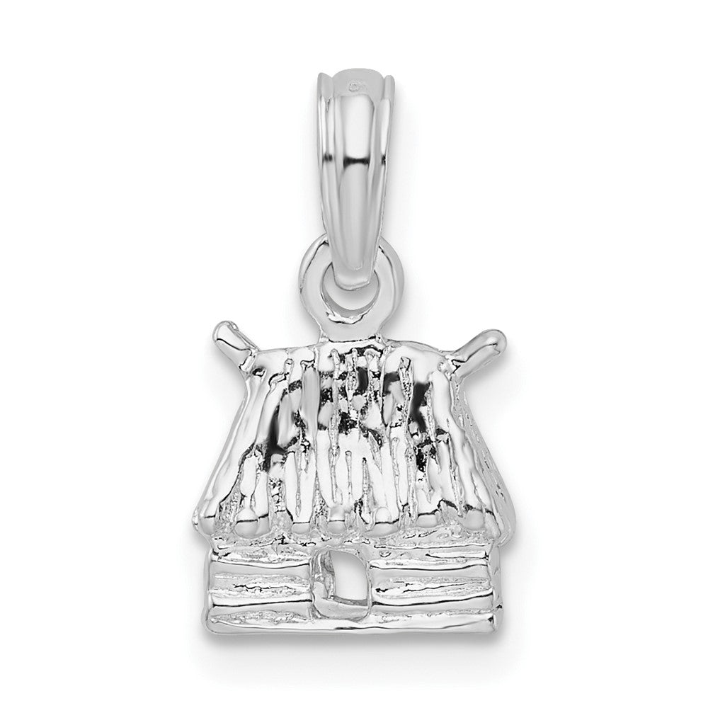 Sterling Silver Polished 3D Island Hut Pendant