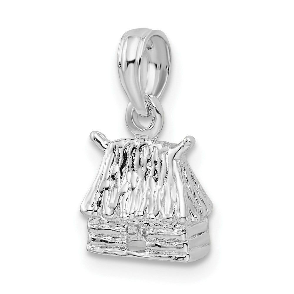 Sterling Silver Polished 3D Island Hut Pendant