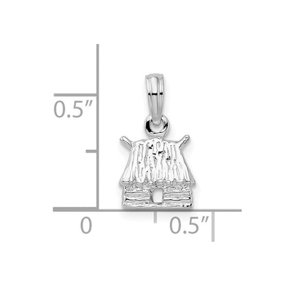 Sterling Silver Polished 3D Island Hut Pendant