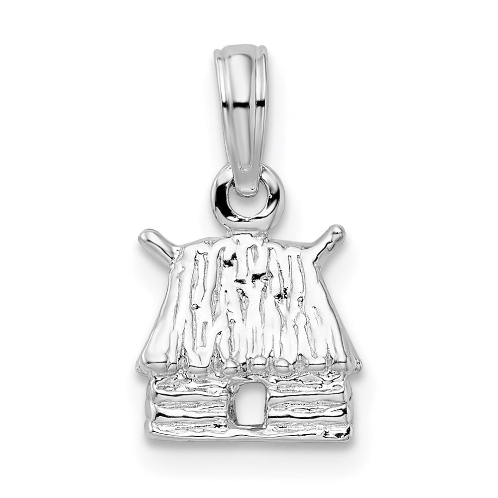 Sterling Silver Polished 3D Island Hut Pendant