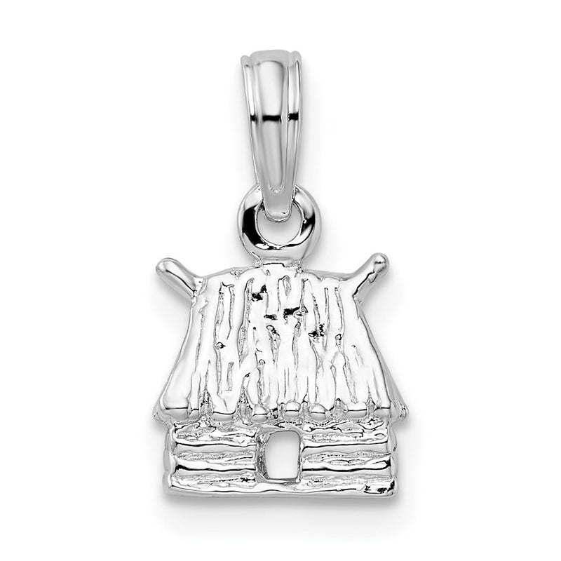 Sterling Silver Polished 3D Island Hut Pendant