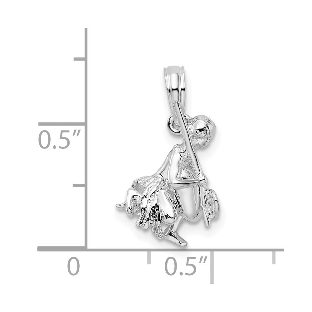 Sterling Silver Polished 3D Island Warrior Pendant