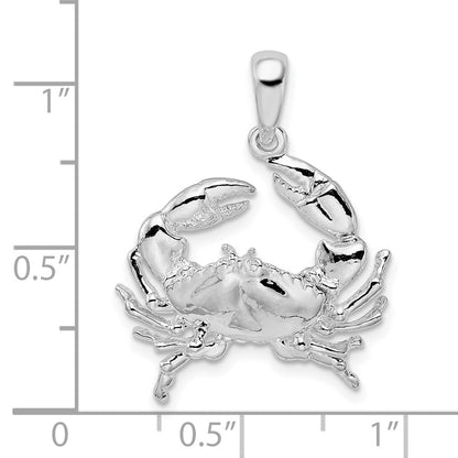 Sterling Silver De-Ani Rhodium-Plated Polished Stone Crab Pendant