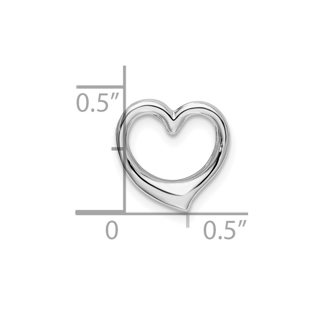 Sterling Silver De-Ani Rhodium-Plated Polished Heart Slide