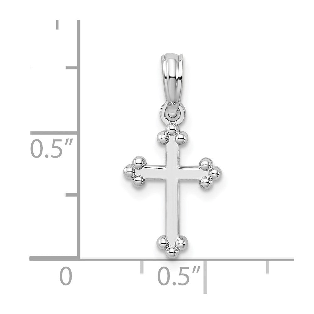 Sterling Silver De-Ani Rhodium-Plated Polished Small Budded Cross Pendant