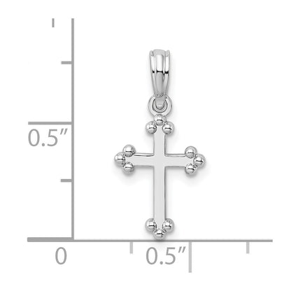Sterling Silver De-Ani Rhodium-Plated Polished Small Budded Cross Pendant