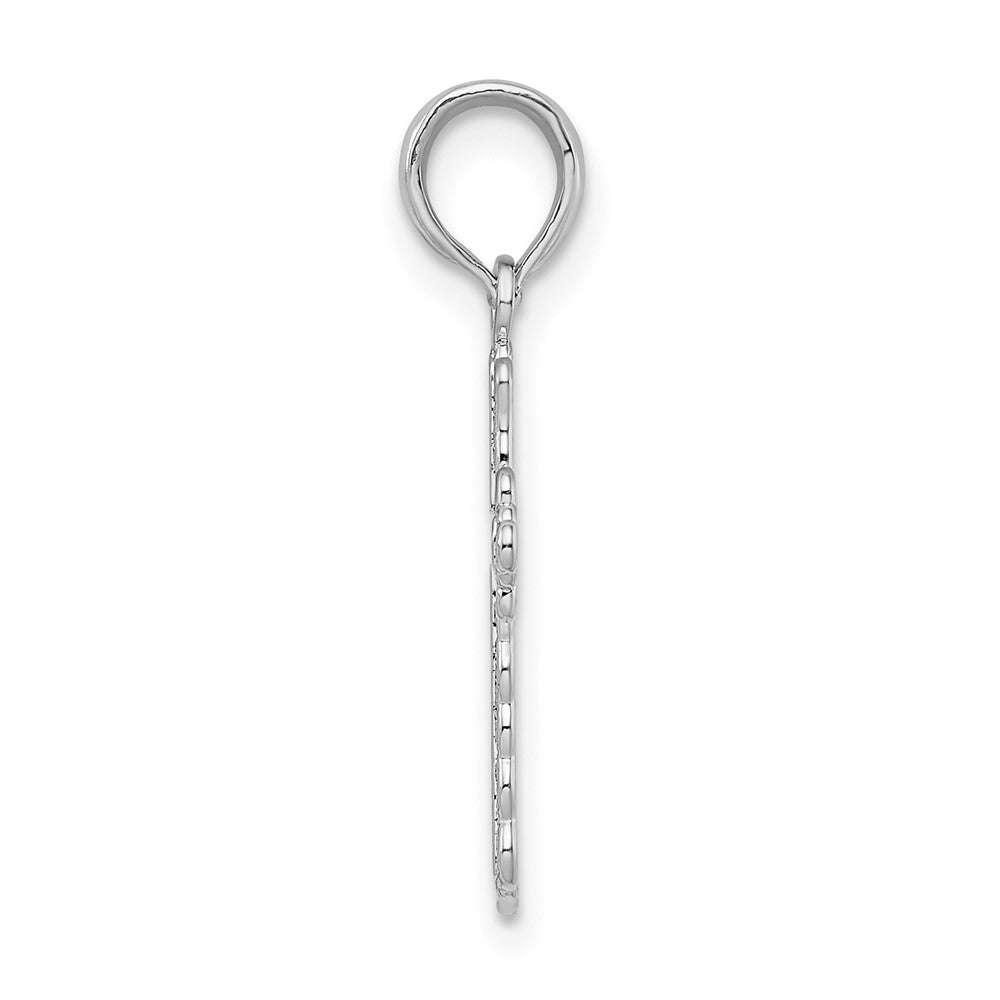 Sterling Silver De-Ani Rhodium-Plated Polished Lace Trim Cross Pendant