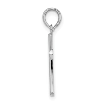 Sterling Silver De-Ani Rhodium-Plated Polished Cross Pendant