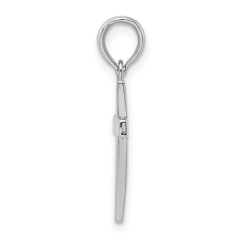 Sterling Silver De-Ani Rhodium-Plated Polished Cross Pendant