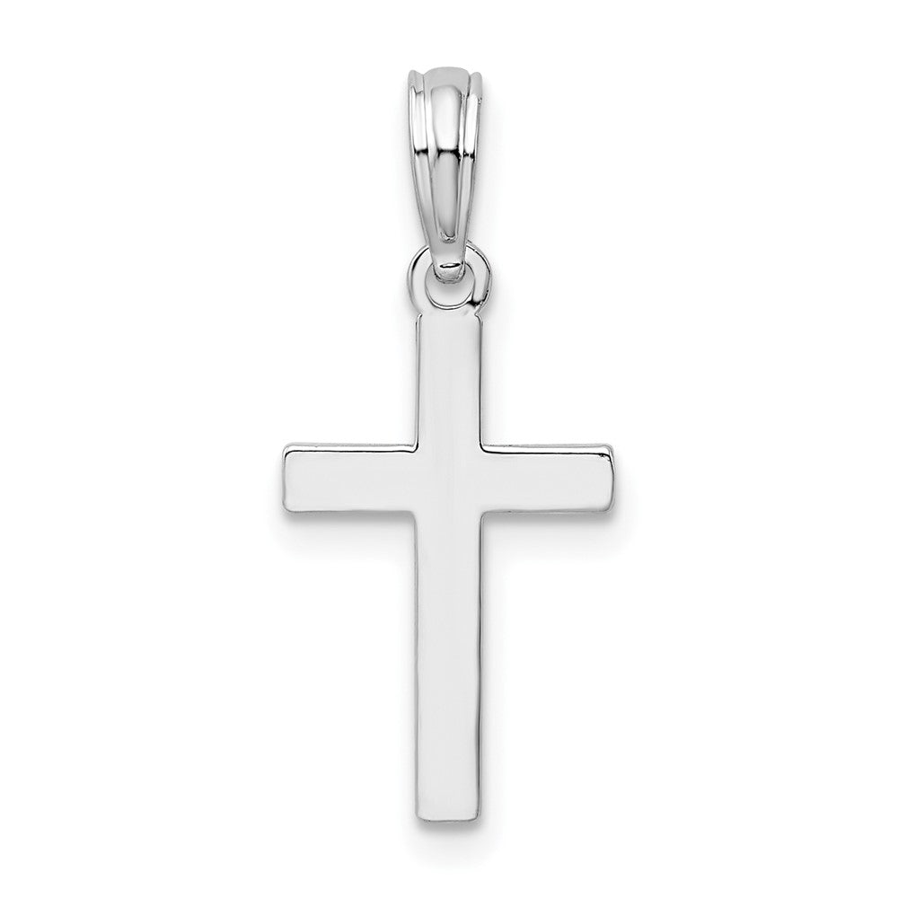 Sterling Silver De-Ani Rhodium-Plated Polished Cross Pendant