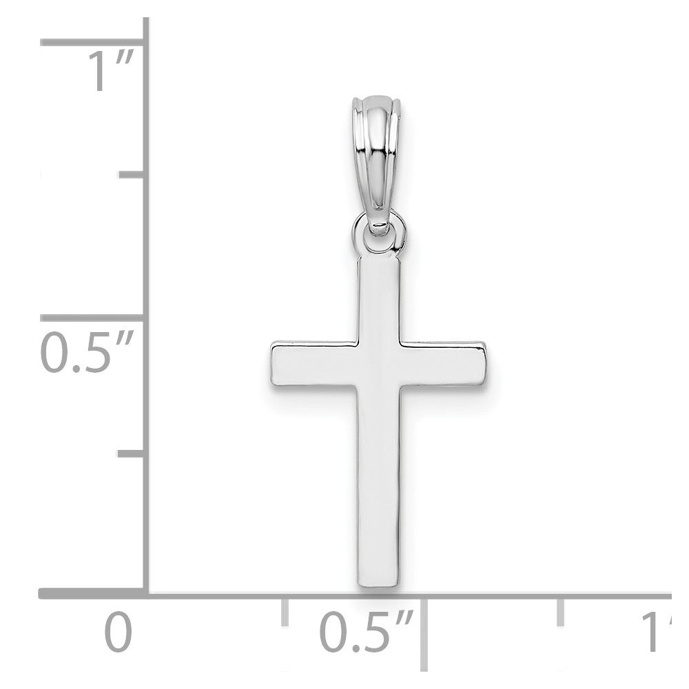 Sterling Silver De-Ani Rhodium-Plated Polished Cross Pendant