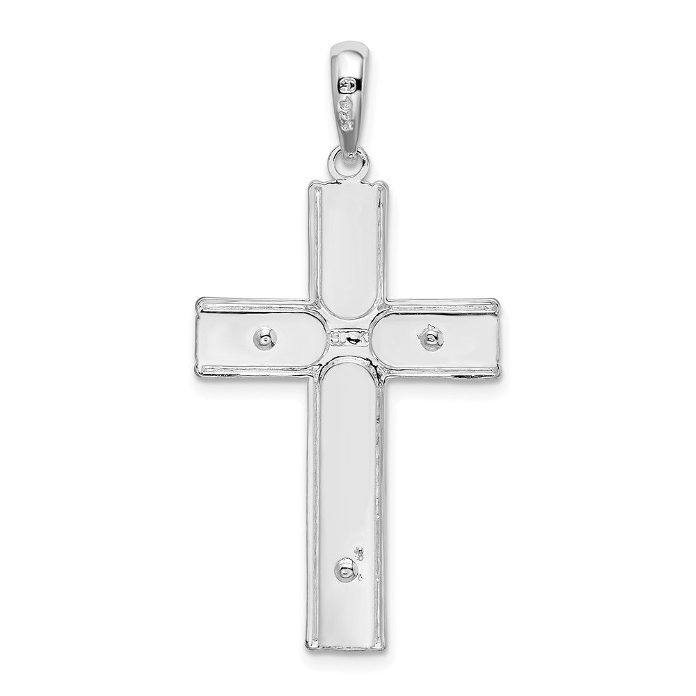 Sterling Silver De-Ani Rhodium-Plated Polished And Satin Crucifix Pendant