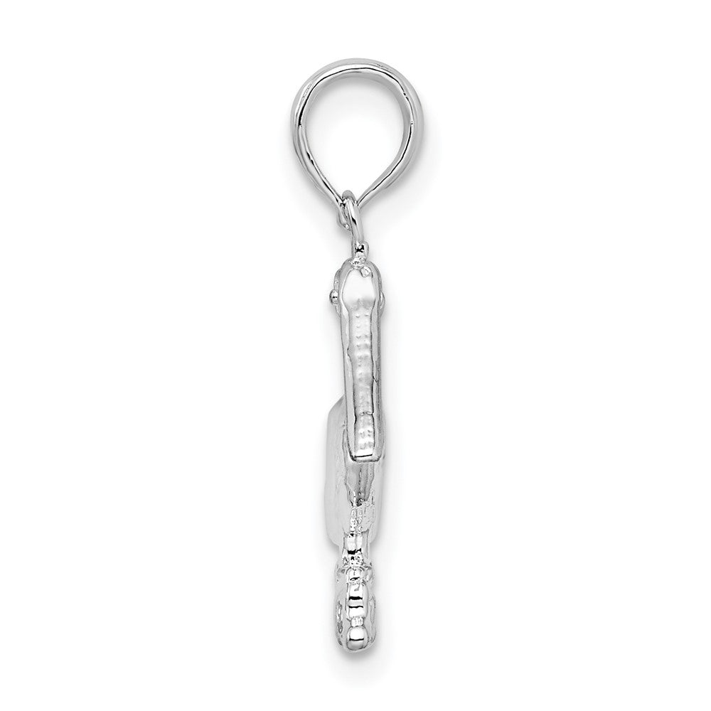 Sterling Silver De-Ani Rhodium-Plated Polished 3D Pelican Pendant